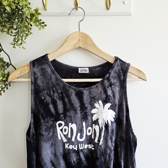 Ron Jon Surf Shop Tye Dye Front Gray Black, Knot Sleeveless Tank Women's Size XL - Picture 2 of 11